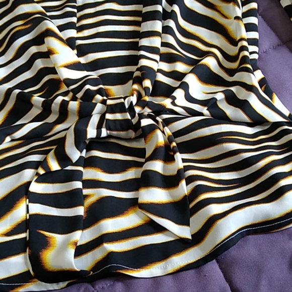 Worthington Animal Print Stripe Peplum Top XS - Picture 2 of 11